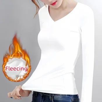 Frauen Thermo-Unterwäsche Winter Rollkragen Bottom Shirt Solide Halb Hohen Kragen Langarm Basic T-Shirt