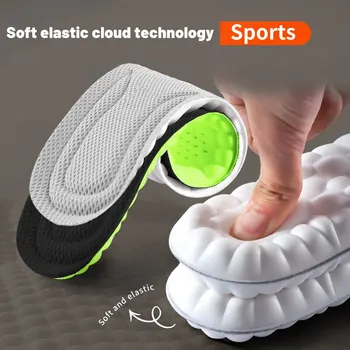 Sport-Einlegesohlen für Schuhe, 4D-Stoßdämpfung, Deodorant, atmungsaktives Kissen, Laufsohlen für Füße, Männer