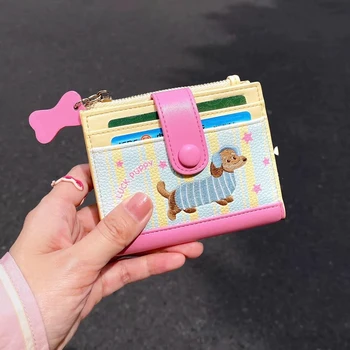 Geldbörse Stilvolle Cartoon Münzfach Pu Leder Kartenhalter Rose-Rosa Wurst Hund Brieftasche Für Geschenke