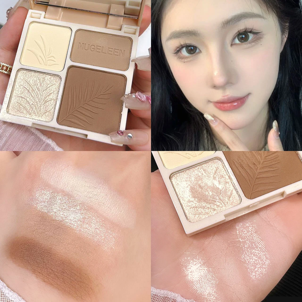 4-Farben Highlighter Kontur 3D Gesichtsbronzer Kosmetik – Bild 5