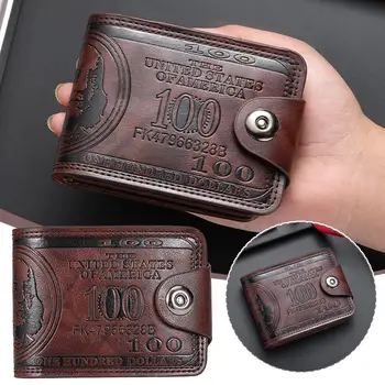 Herren-Geldbörsen mit 100-US-Dollar-Muster, Haspe, männliche Leder-Geldbörse mit Reißverschluss, Kartenhalter
