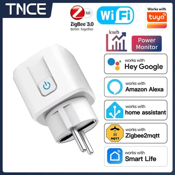 TNCE TUYA Smart Plug WiFi oder Zigbee3.0 Steckdose EU 16A/20A Power Monitor Timing Funktion Sprachsteuerung