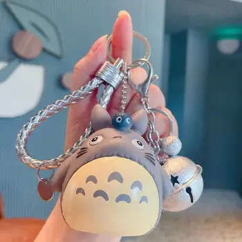 Totoro Schlüsselanhänger Cartoon Anime süße Katze Totoro Puppe Figur Lederband Schlüsselanhänger Tasche Auto