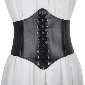 Korsett Punk Schwarz Breiten Gürtel Pu Leder Abnehmen Körper Gürtel für Frauen Elastische Hohe Taille Gürtel
