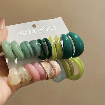 Acryl Smudge C-förmige Wassertropfen Runde Ohrringe für Frauen Süße Modische Einfache Ohrstecker Luxus