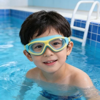 Hochauflösende, wasserdichte und beschlagfreie Schwimmbrille für Kinder mit großem Rahmen, praktische