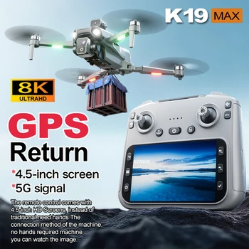 2026 K19 MAX GPS-Drohne mit Fischerei-Luftabwurf, automatischer Rückkehr, 5G-Bildschirm, Hindernisvermeidung