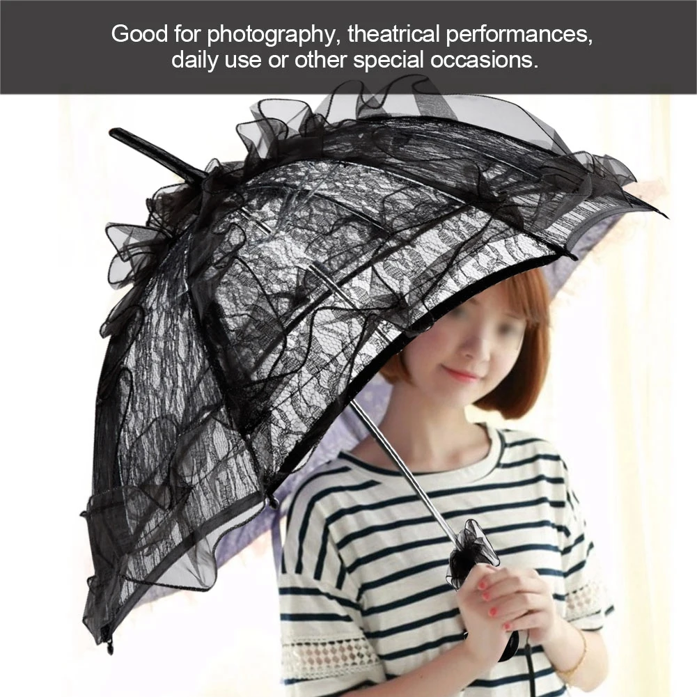 Spitze Sonnenschirm Hochzeit Spitze Regenschirm schwarze – Bild 6
