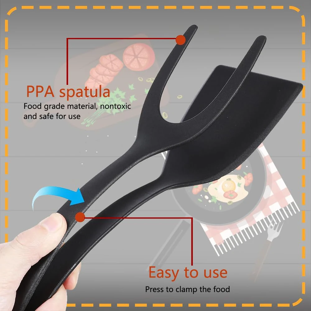 Neue 2-in-1-Griff-Flip-Spatel, Zange, Ei-Flipper-Spatel – Bild 3