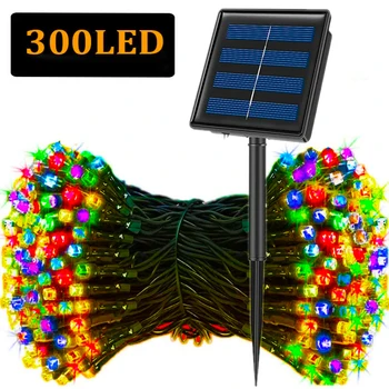 LED-Solar-Lichterkette, 300 LEDs, 8 Modi, solarbetriebene Weihnachts-Außenleuchten, wasserdichte sternenklare