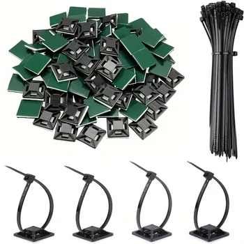 Kabelbinderhalterungen, selbstklebende Rückseite, Kabel-Organizer, Management-Clips, Wandankern (160 Stück)