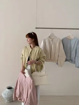 Koreanischen Stil Einfarbig frauen Mantel Lose High Street Frühling Bomber Jacke Mantel frauen Mode Kleidung