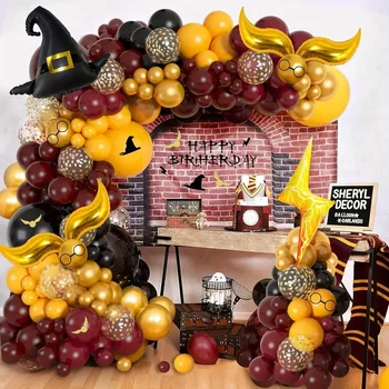 School of Magic Ballonkranz-Bogen-Set, 146 Stück, Ballon-Schnatz, Zaubererhut, Halloween-Geburtstagszubehör
