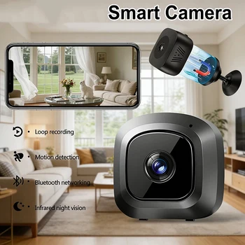 Mini-Sicherheitskamera Pro 4K Full HD WLAN-Überwachung mit 2-Wege-Audio, Bewegungserkennung