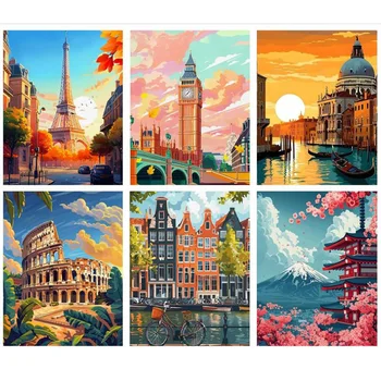 Das AB 5D DIY Diamond Painting Set mit einem Sonnenuntergangslandschaftsdesign ist ein ideales Diamond