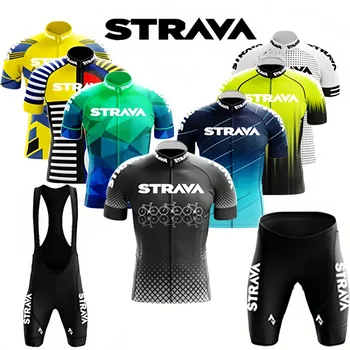 Strava Herren-Radsport-Outfit, Fahrrad-Shorts, Rennrad, Sport-Set, Mountainbike-Trikot, atmungsaktive