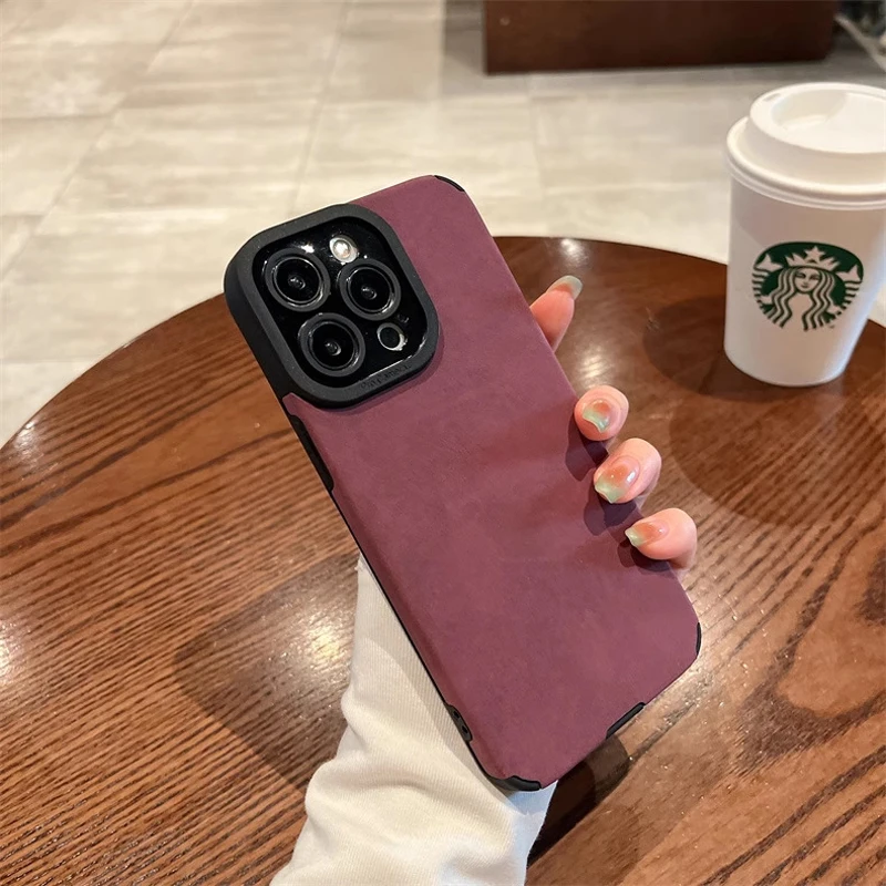 Modische matte Leder-Silikonhülle für iPhone 14 Plus 12 13 – Bild 4