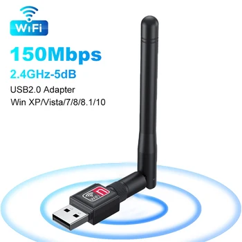150 Mbit/s Mini-USB-WLAN-Adapter 2,4 GHz mit Antenne USB-Wireless-Netzwerkkarte 802.11n/g/b Ethernet
