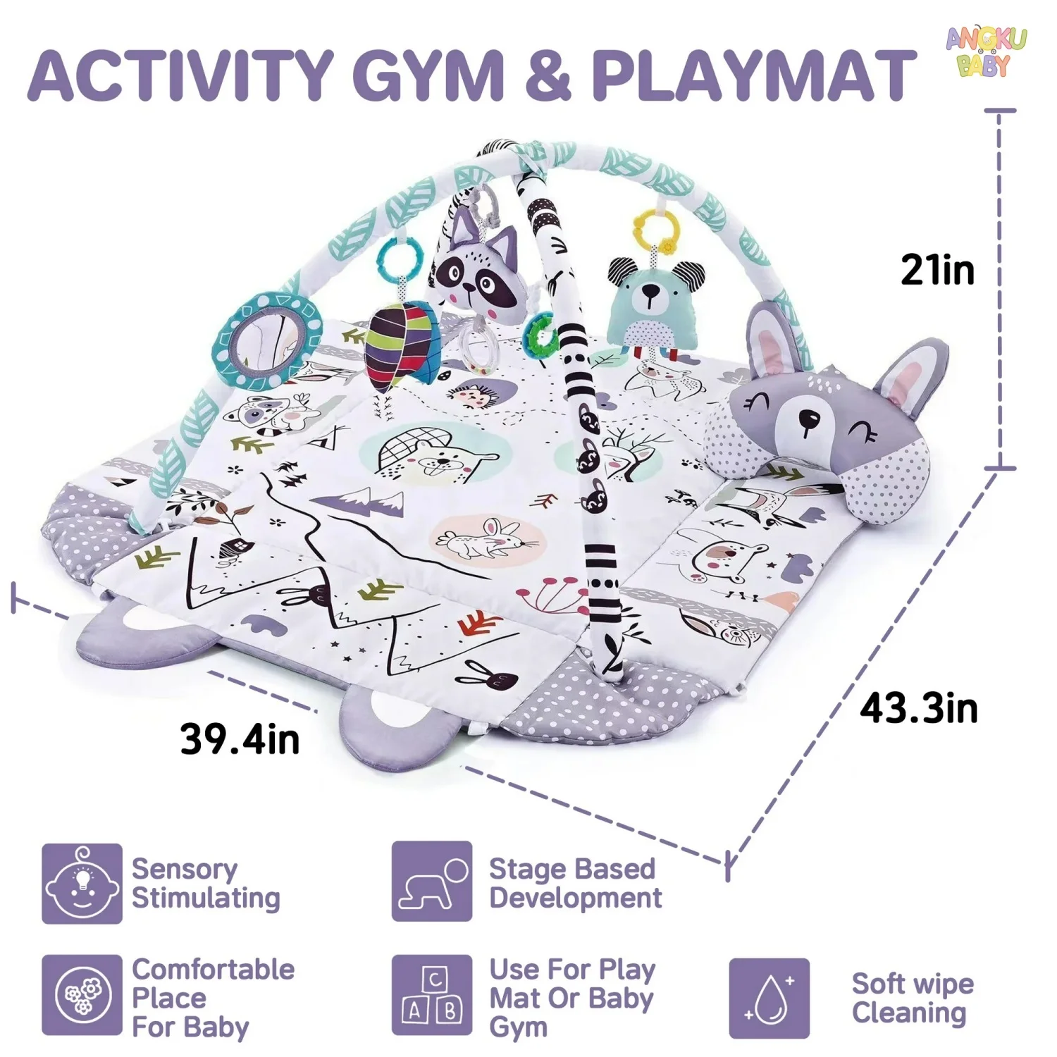 4-in-1 Baby-Spielmatte mit Abnehmbaren Spielzeugen für – Bild 6