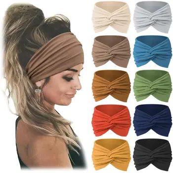 Frauen Stirnbänder Afrikanische Breite Haar Wrap Turban Twist Stirnband für Frauen Große Sport Workout Stretch