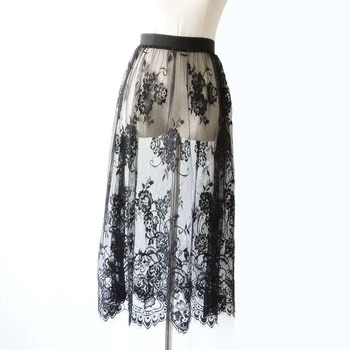 Mode Sommer Rutscht Frauen Casual Spitze Transparent Midi Lange Röcke Damen Grundlegende Rock petticoat