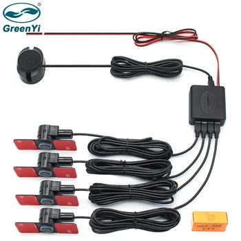 GreenYi Parksensor-Assistent Parktronics 4 Schwarz/Silber/Weiß 13 mm flache Sensoren Reverse Radar Sound