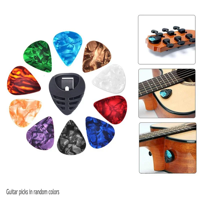 10Pcs Gitarre Picks & Gitarre Pick Halter Set Für Akustische – Bild 2