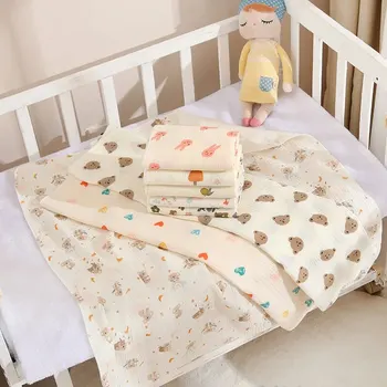 Baby-Empfangsdecke für Neugeborene, Baumwoll-Musselin, Wickeldecke, Bettwäsche, Säuglings-Badetuch