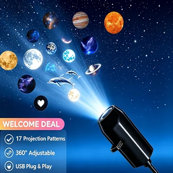 Sternenhimmel-Galaxie-Projektor-Licht 360 ° Einstellbare LED-Planetenprojektionslampe, tragbares