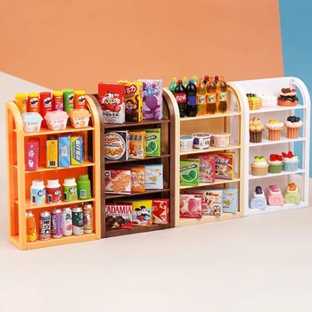 1:12 Puppenhaus Miniatur Supermarkt Regal Display Ständer Lagerregal Szene Dekor Spielzeug Puppenhaus Zubehör