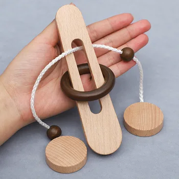 Ring-Entriegelungsspiel aus Holz, Magic Ring Escape Classic Puzzle Toy, Kongming Lock Luban Lock Intelligence