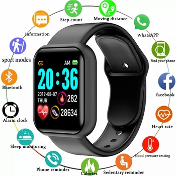 Y68 Smart Uhr Männer Frauen Herzfrequenz Sauerstoff Blutdruck Überwachung Multifunktions Schlaf Überwachung