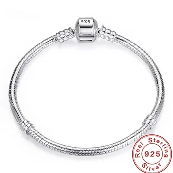 Handgefertigtes -Edelschmuck-Charm-Armband aus 925er Silber, weiche, glatte Schlangenknochen-Armbänder