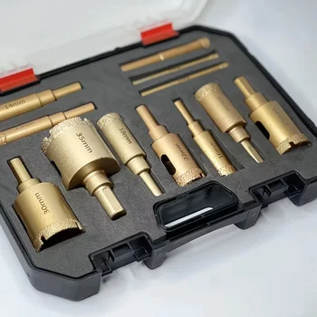 Diamant-Bohrerset für Glas, Marmor & Stein - 6-35mm Lochsägen-Kit mit Handwerkzeugen, Granit (12 Stück)
