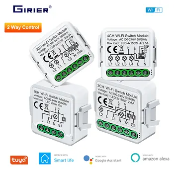 Tuya Wifi Smart Switch Modul unterstützt 2-Wege-Steuerung, App-Fernbedienung DIY Lichtschalter 100-240 V