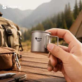 50ml Reiner Titan Mini Outdoor Ultraleichter Tragbarer Tee- und Kaffeebecher mit Klappgriff