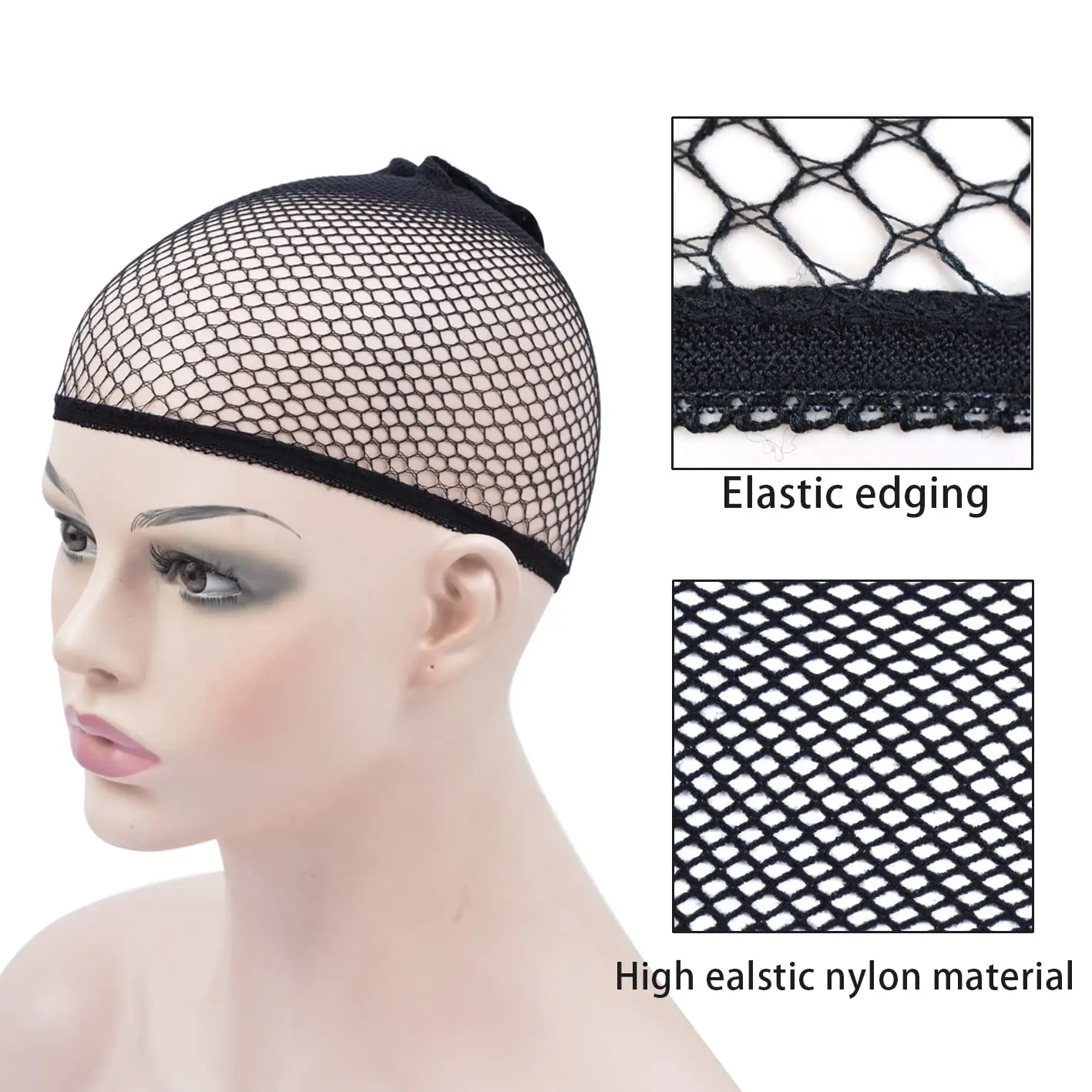 Mesh-Perückenkappe Dehnbares Elastisches Schwarzes Haarnetz – Bild 4