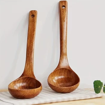 Antihaft-Kochlöffel aus Holz, täglich solide, verbrühungshemmende Suppenkelle für die Küche