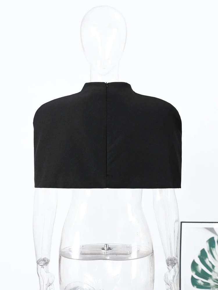 Elegante Kurze Schal-Oberteile Damen Kurzarm Stehkragen – Bild 6