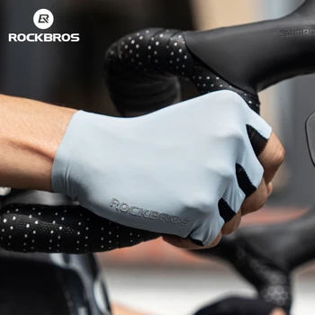 ROCKBROS Sommer-Radfahrhandschuhe mit halben Fingern, hochelastisch, leicht, atmungsaktiv, Stoßdämpfung