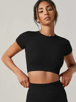 Frauen Yoga Top Nahtlose Sport T Shirts Fitness Kleidung Kurzarm Yoga Shirt Gym Top Laufen Active Wear Sport
