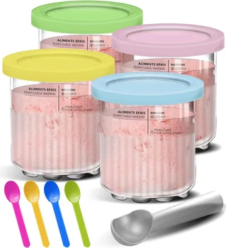 Ersatzbehälter für Ninja Creami Deluxe Pints Deckel, cremige Eisbehälter, Tassen-Set, Familiengröße