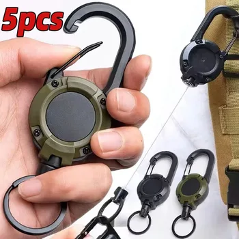 Einziehbarer, robuster Karabiner mit Zugrolle, starke Stahldrahtseil-Schnalle, Federschlüsselanhänger