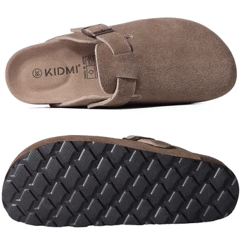 Kidmi Neue Clogs aus Kunstwildleder für Damen und Herren, weiche Korkfußbett-Pantoletten, bequeme