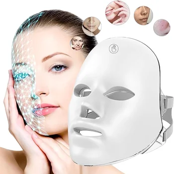 Wiederaufladbare LED-Gesichtsmaske, 7 Farben, LED-Photon-Schönheitsmaske, Hautverjüngung