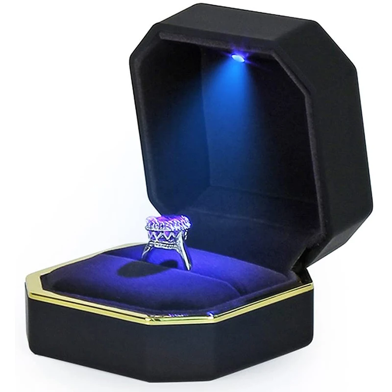 1 Stück LED Schmuck Ring Box Luxus Samt Gummi Halskette