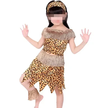 Neuheit Jungen Mädchen Afrikanische Savage Kinder Wildman Cosplay Kostüme Kleidung Kinder Party Cosplay