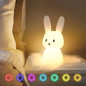 LED-Nachtlicht Silikon-Häschen Touch-Sensor-Lampe Niedliche Tierlampe Schlafzimmerdekoration Geschenk