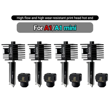 Lab A1 Hotend-Kit, einteilige Baugruppe, gehärtete Stahldüse 0,2/0,4/0,6/0,8 mm, verbessertes Hot-End für Lab
