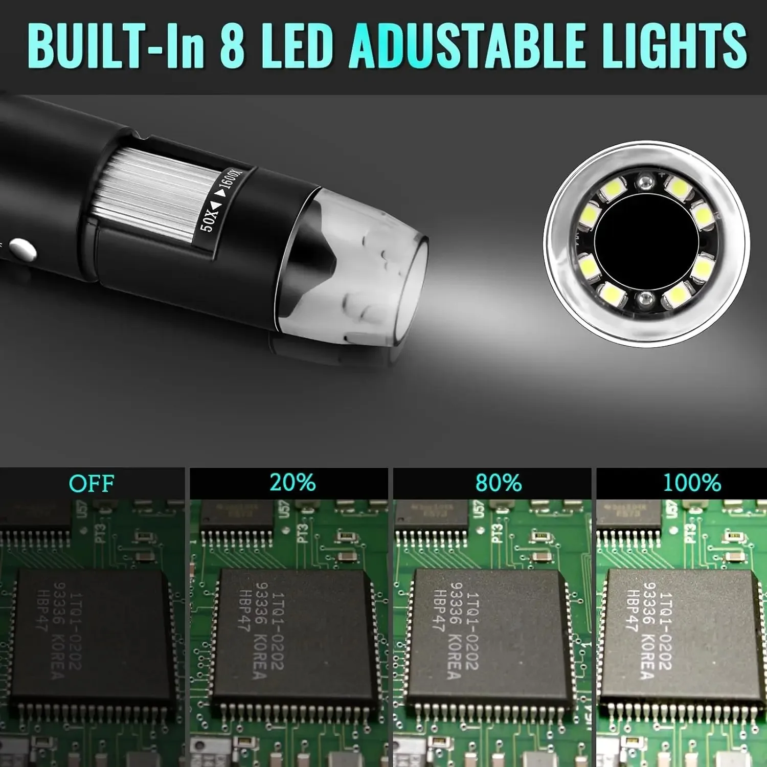 1600X USB-Mikroskop 1080P HD Löt-Mikroskop mit 8 LEDs – Bild 5